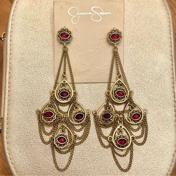 Jessica Simpson | Evil Eye Chandelier Earrings | 4” Length - Picture 3 of 3
